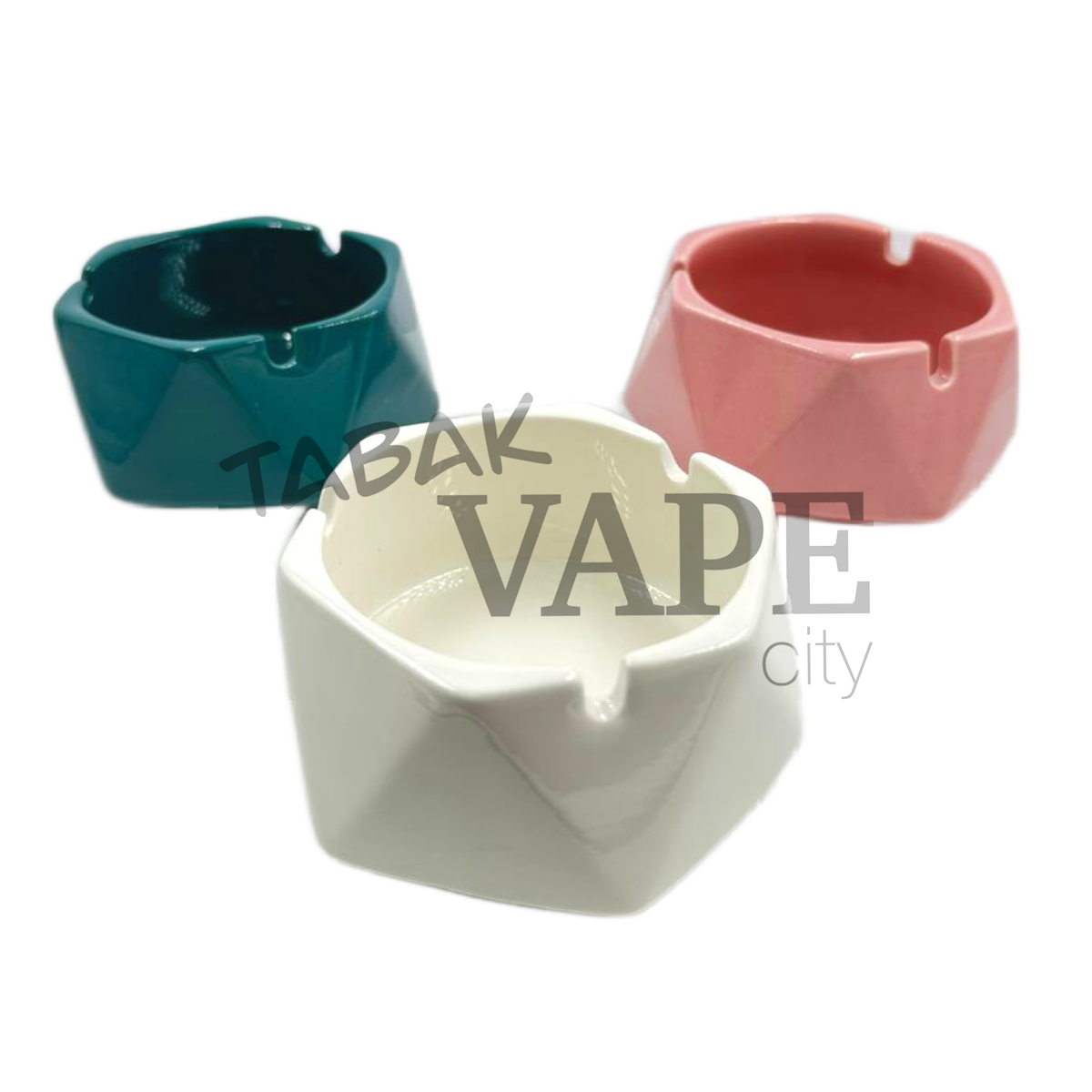 Пепельница TVC керамическая гранёная цветная D11см.