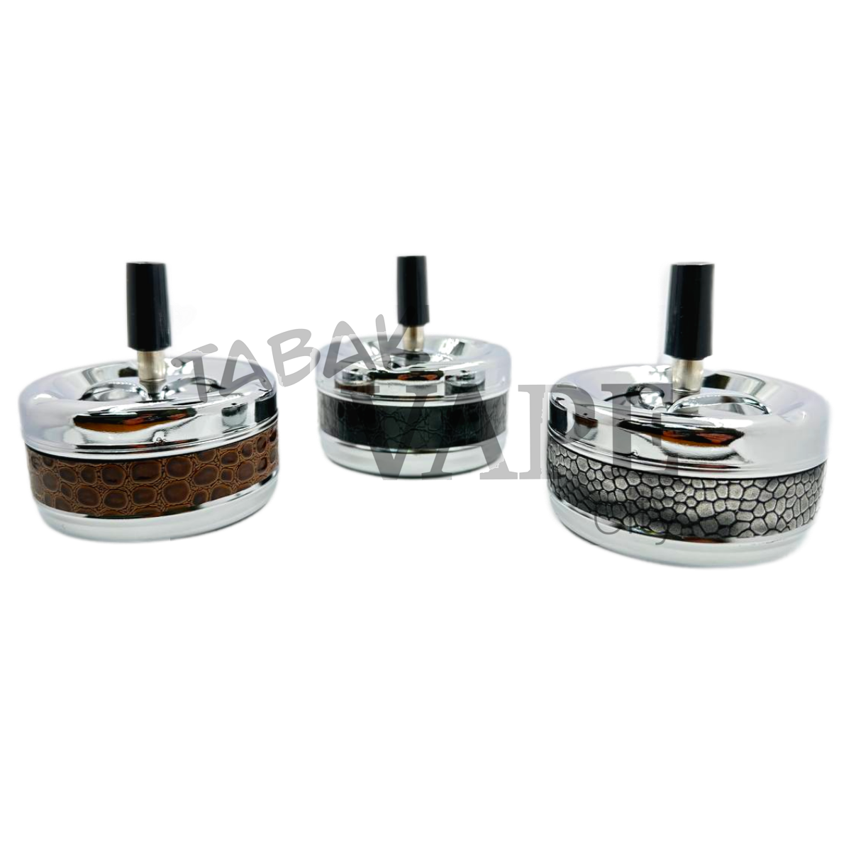 Пепельница TVC металл кожа /крутящий элемент цветная D9.5см.